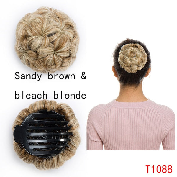 S-noilite Hair Women Curly Chignon Hair Bun Donut Clip In Hairpiece Extensions Synthetic High Temperature Fiber Chignon cheveux