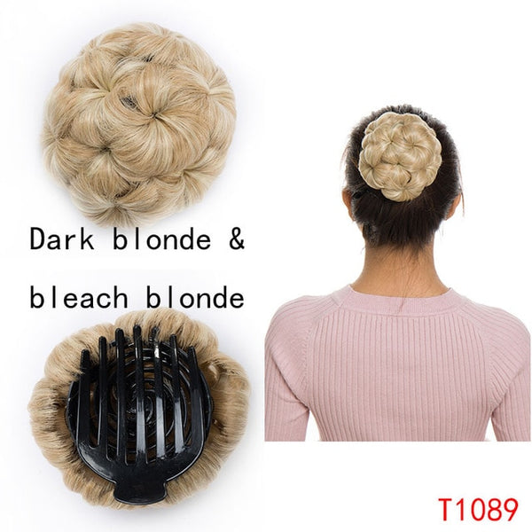 S-noilite Hair Women Curly Chignon Hair Bun Donut Clip In Hairpiece Extensions Synthetic High Temperature Fiber Chignon cheveux