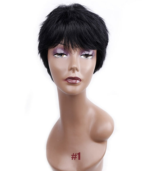 Amir Short Wigs for American Women Black Short Synthetic Wig Cosplay Perruque Short Curly Hair Wig Drawstring with combs inside