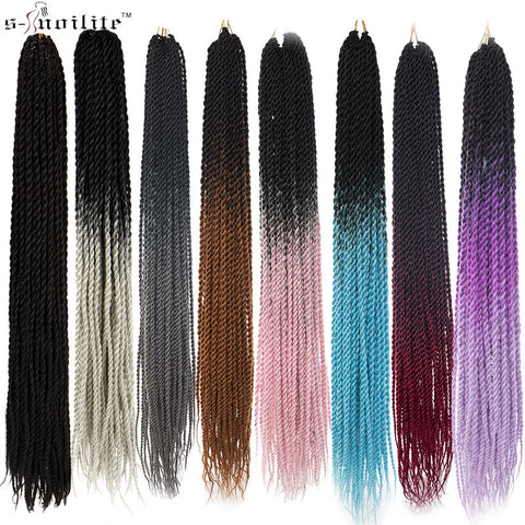 SNOILITE 20" Synthetic Senegalese Twist Crochet Braiding Hair Extensions 1Pcs/Pack Kanekalon Hairpiece 20Strands/pcs