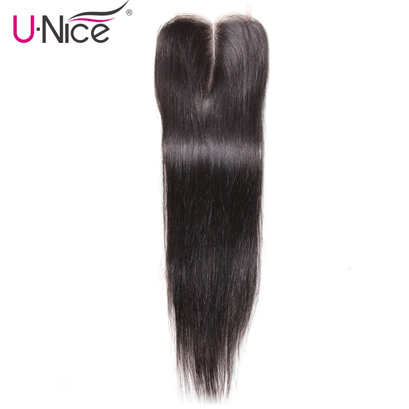 UNice Hair Icenu Series Remy Hair Peruvian Straight Hair Lace Closure Middle Part Remy Human Hair Closure 4"x4" Swiss Lace 1 PCS