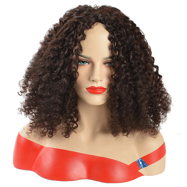 MSIWIGS Brown Synthetic Curly Wigs for Women 9 Colors Ombre Short Afro Wig African American Natural 14 Inches Black Hair