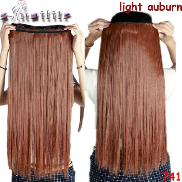 s-noilite 26 inch(66cm) Long Straight Synthetic Extensions Clip in Hair Extension 100% Real Natural Heat Resistant Hairpiece