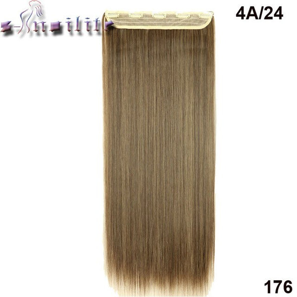 s-noilite 26 inch(66cm) Long Straight Synthetic Extensions Clip in Hair Extension 100% Real Natural Heat Resistant Hairpiece