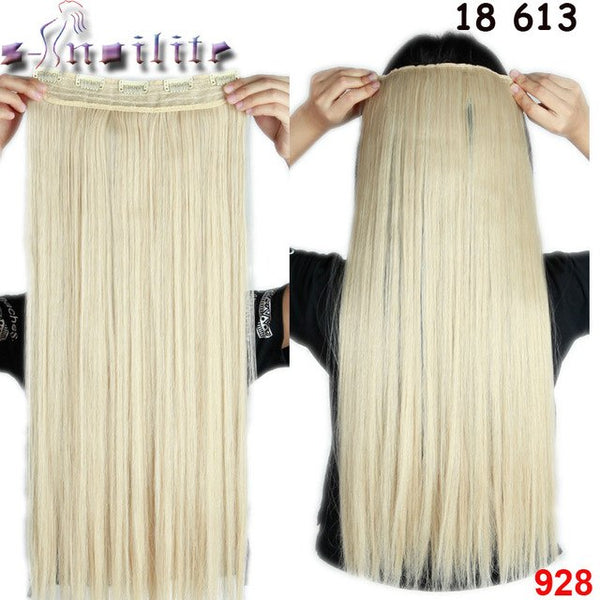 s-noilite 26 inch(66cm) Long Straight Synthetic Extensions Clip in Hair Extension 100% Real Natural Heat Resistant Hairpiece