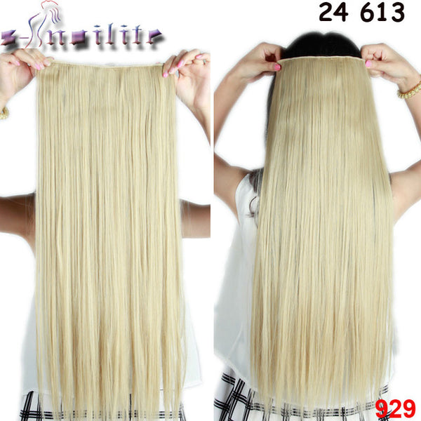 s-noilite 26 inch(66cm) Long Straight Synthetic Extensions Clip in Hair Extension 100% Real Natural Heat Resistant Hairpiece