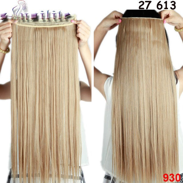 s-noilite 26 inch(66cm) Long Straight Synthetic Extensions Clip in Hair Extension 100% Real Natural Heat Resistant Hairpiece