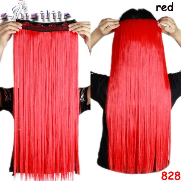 s-noilite 26 inch(66cm) Long Straight Synthetic Extensions Clip in Hair Extension 100% Real Natural Heat Resistant Hairpiece