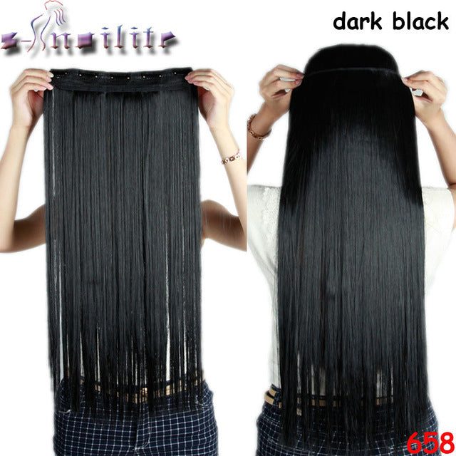 s-noilite 26 inch(66cm) Long Straight Synthetic Extensions Clip in Hair Extension 100% Real Natural Heat Resistant Hairpiece