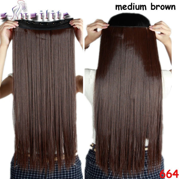 s-noilite 26 inch(66cm) Long Straight Synthetic Extensions Clip in Hair Extension 100% Real Natural Heat Resistant Hairpiece