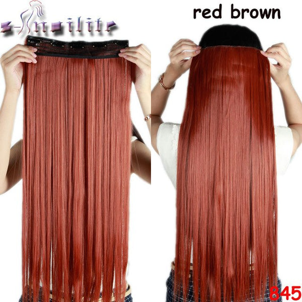 s-noilite 26 inch(66cm) Long Straight Synthetic Extensions Clip in Hair Extension 100% Real Natural Heat Resistant Hairpiece