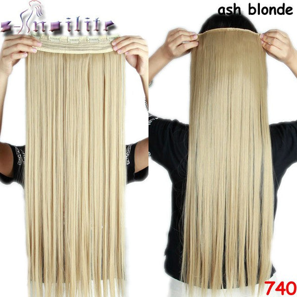 s-noilite 26 inch(66cm) Long Straight Synthetic Extensions Clip in Hair Extension 100% Real Natural Heat Resistant Hairpiece