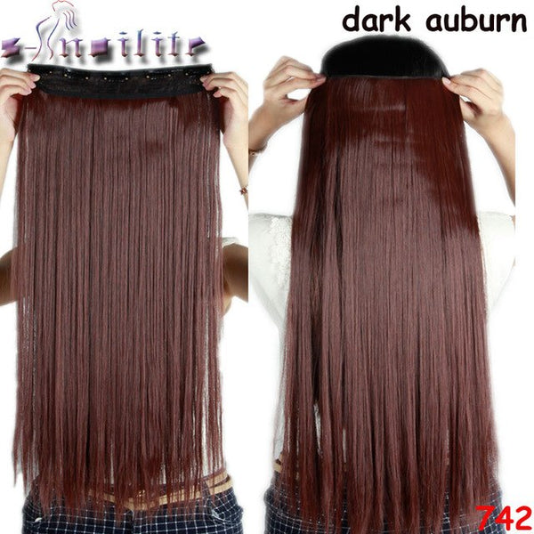 s-noilite 26 inch(66cm) Long Straight Synthetic Extensions Clip in Hair Extension 100% Real Natural Heat Resistant Hairpiece