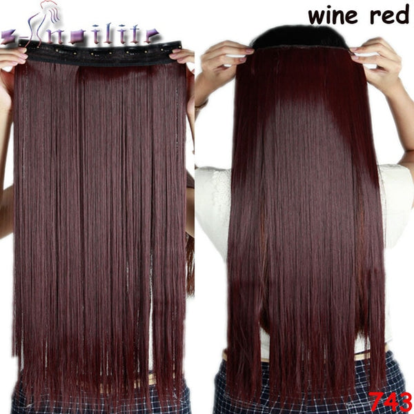 s-noilite 26 inch(66cm) Long Straight Synthetic Extensions Clip in Hair Extension 100% Real Natural Heat Resistant Hairpiece