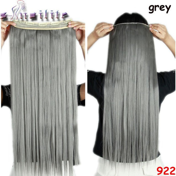 s-noilite 26 inch(66cm) Long Straight Synthetic Extensions Clip in Hair Extension 100% Real Natural Heat Resistant Hairpiece