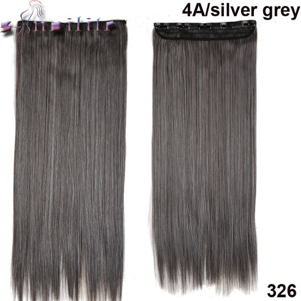 s-noilite 26 inch(66cm) Long Straight Synthetic Extensions Clip in Hair Extension 100% Real Natural Heat Resistant Hairpiece