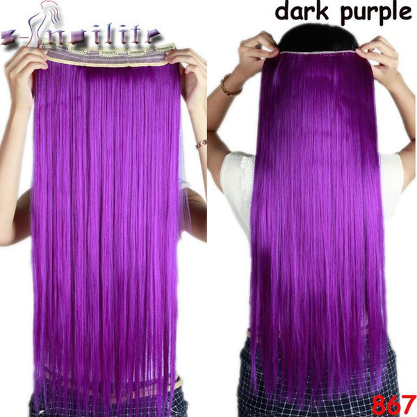 s-noilite 26 inch(66cm) Long Straight Synthetic Extensions Clip in Hair Extension 100% Real Natural Heat Resistant Hairpiece