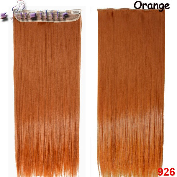 s-noilite 26 inch(66cm) Long Straight Synthetic Extensions Clip in Hair Extension 100% Real Natural Heat Resistant Hairpiece