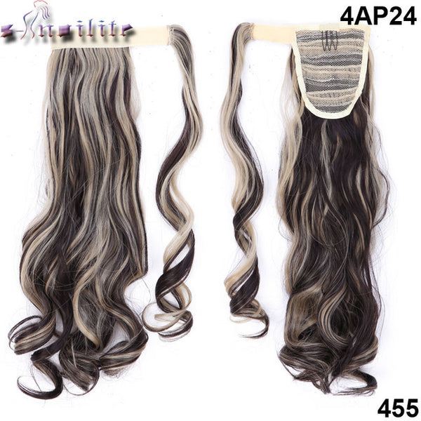 s-noilite 23" Long Curly Clip In Hair Tail False Hair Ponytail Hairpiece With Hairpins Synthetic Hair Pony Tail Hair Extension