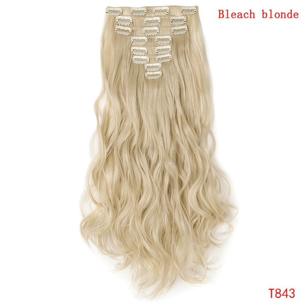 SNOILITE 8pcs/set 24inch 180g Curly 18 Clip ins Synthetic Hair Extension clip in human hair hairpiece hair clip extensions ombre