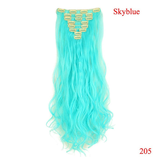 SNOILITE 8pcs/set 24inch 180g Curly 18 Clip ins Synthetic Hair Extension clip in human hair hairpiece hair clip extensions ombre