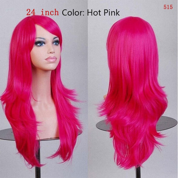 SNOILITE Long wavy Party Cosplay Wig Heat Resistant Fiber Women Natural Real Synthetic Hair Full Head Wigs Natural Color