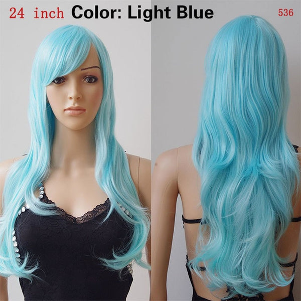 SNOILITE Long wavy Party Cosplay Wig Heat Resistant Fiber Women Natural Real Synthetic Hair Full Head Wigs Natural Color