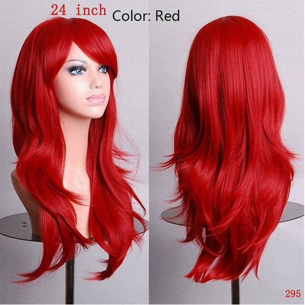 SNOILITE Long wavy Party Cosplay Wig Heat Resistant Fiber Women Natural Real Synthetic Hair Full Head Wigs Natural Color