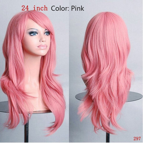 SNOILITE Long wavy Party Cosplay Wig Heat Resistant Fiber Women Natural Real Synthetic Hair Full Head Wigs Natural Color