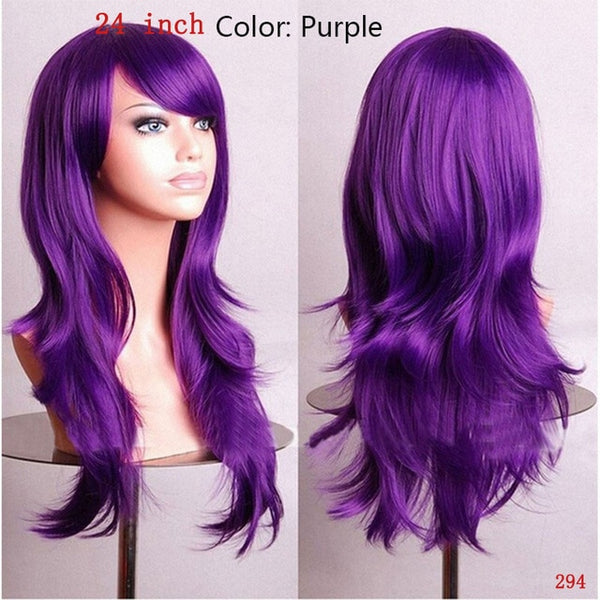 SNOILITE Long wavy Party Cosplay Wig Heat Resistant Fiber Women Natural Real Synthetic Hair Full Head Wigs Natural Color