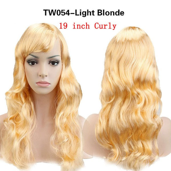 SNOILITE Long wavy Party Cosplay Wig Heat Resistant Fiber Women Natural Real Synthetic Hair Full Head Wigs Natural Color