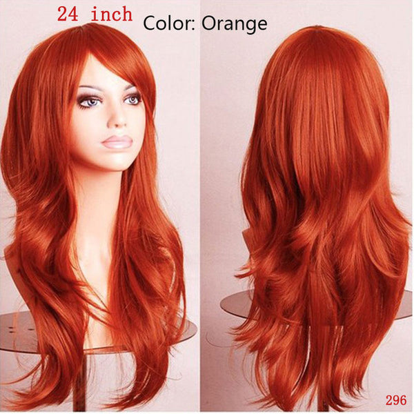 SNOILITE Long wavy Party Cosplay Wig Heat Resistant Fiber Women Natural Real Synthetic Hair Full Head Wigs Natural Color