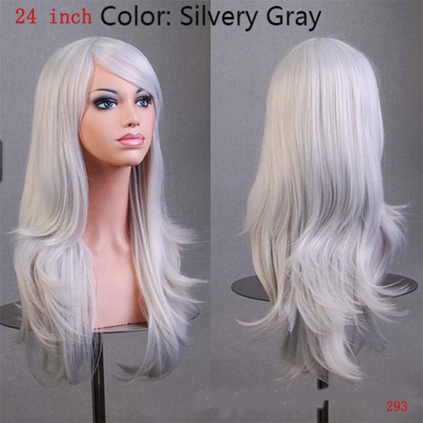 SNOILITE Long wavy Party Cosplay Wig Heat Resistant Fiber Women Natural Real Synthetic Hair Full Head Wigs Natural Color