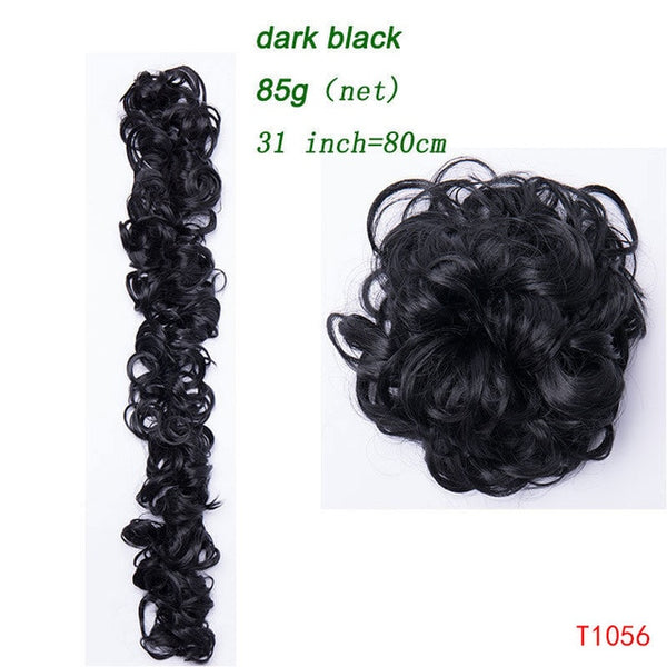 S-noilite 80cm elastic Band hair chignon Updo Twining hair extension Synthetic chignon hair pieces Women Chignon hairpieces