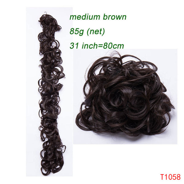 S-noilite 80cm elastic Band hair chignon Updo Twining hair extension Synthetic chignon hair pieces Women Chignon hairpieces