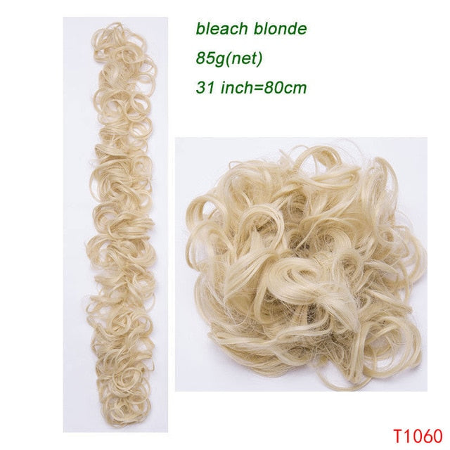 S-noilite 80cm elastic Band hair chignon Updo Twining hair extension Synthetic chignon hair pieces Women Chignon hairpieces