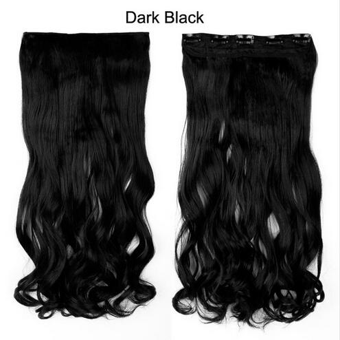 SNOILITE 18" 5 clips on Curly Thick Hairpiece clip ins Hair Extensions Heat Resistant Fiber Synthetic Hair for women Party