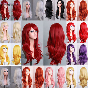 S-noilite 56CM Loose Wave Synthetic Wigs for black women Cosplay wig Blonde Blue Red Pink Grey Purple Hair for human party