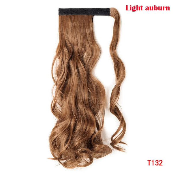 SNOILITE 43CM Long Wavy Real Natural Ponytail Clip in Pony tail Hair Extensions Wrap Around on Synthetic Hair Piece for human