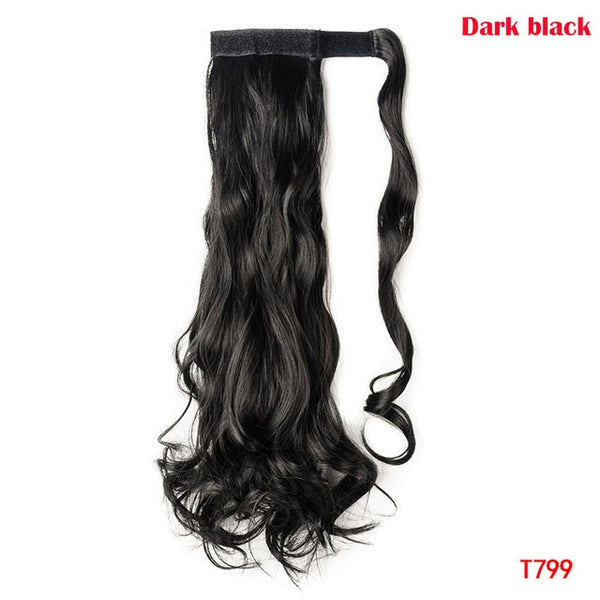 SNOILITE 43CM Long Wavy Real Natural Ponytail Clip in Pony tail Hair Extensions Wrap Around on Synthetic Hair Piece for human