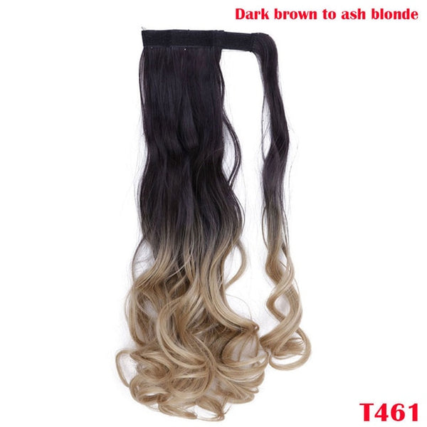 SNOILITE 43CM Long Wavy Real Natural Ponytail Clip in Pony tail Hair Extensions Wrap Around on Synthetic Hair Piece for human