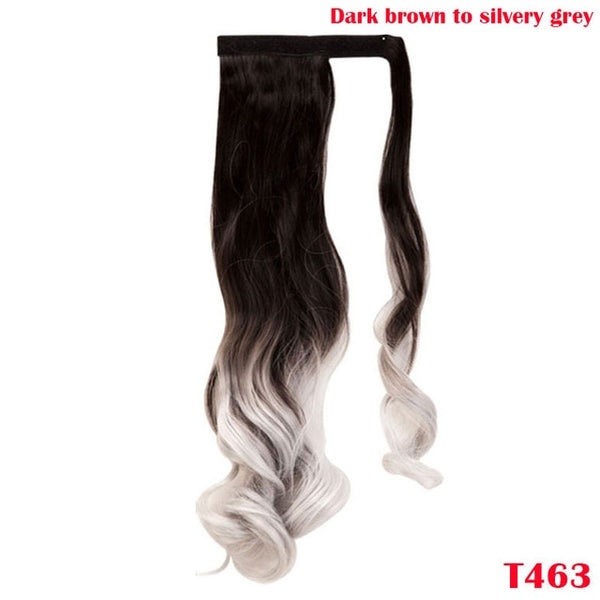 SNOILITE 43CM Long Wavy Real Natural Ponytail Clip in Pony tail Hair Extensions Wrap Around on Synthetic Hair Piece for human