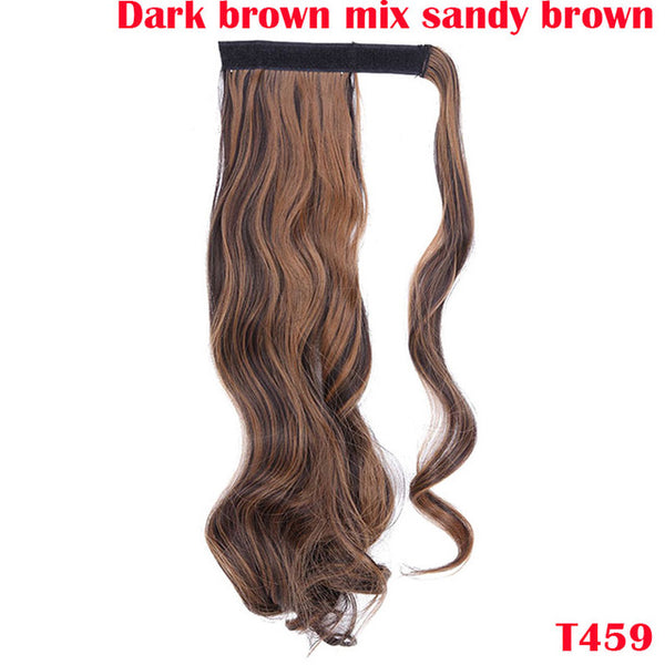 SNOILITE 43CM Long Wavy Real Natural Ponytail Clip in Pony tail Hair Extensions Wrap Around on Synthetic Hair Piece for human