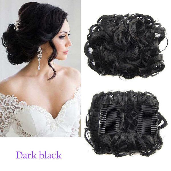 S-noilite Elastic Rubber Band Net Curly Chignon With Two Plastic Combs Updo Cover Hair Bun Afro Chignon Hair Synthetic Hairpiece