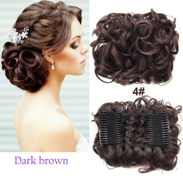 S-noilite Elastic Rubber Band Net Curly Chignon With Two Plastic Combs Updo Cover Hair Bun Afro Chignon Hair Synthetic Hairpiece