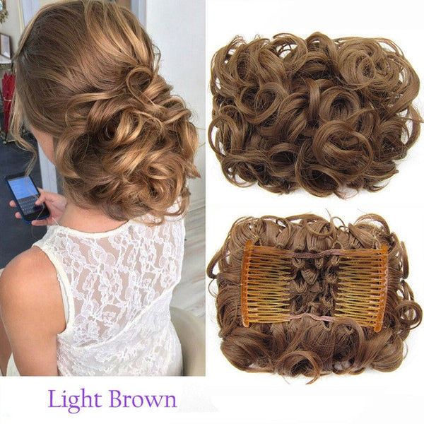 S-noilite Elastic Rubber Band Net Curly Chignon With Two Plastic Combs Updo Cover Hair Bun Afro Chignon Hair Synthetic Hairpiece