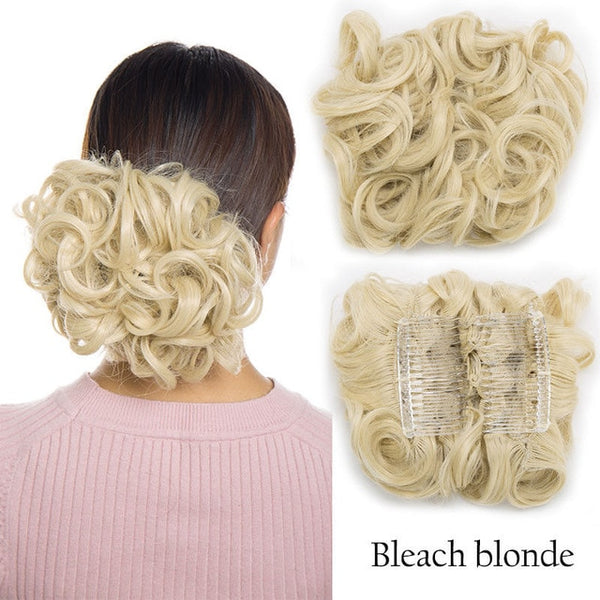 S-noilite Elastic Rubber Band Net Curly Chignon With Two Plastic Combs Updo Cover Hair Bun Afro Chignon Hair Synthetic Hairpiece