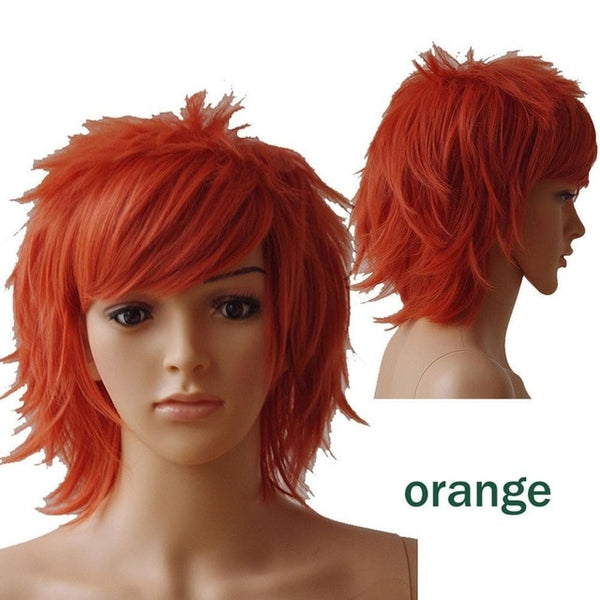 S-noilite Black White Purple Red Short Hair Cosplay Wig Male Party 30 Cm High Temperature Fiber Synthetic Hair Wigs