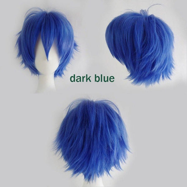 S-noilite Black White Purple Red Short Hair Cosplay Wig Male Party 30 Cm High Temperature Fiber Synthetic Hair Wigs