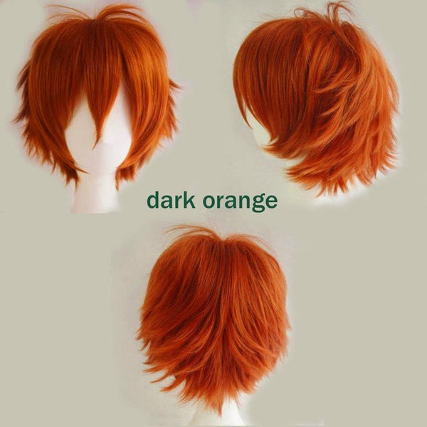 S-noilite Black White Purple Red Short Hair Cosplay Wig Male Party 30 Cm High Temperature Fiber Synthetic Hair Wigs